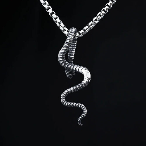 Biker Snake Pendant Necklace — 316L Stainless Steel