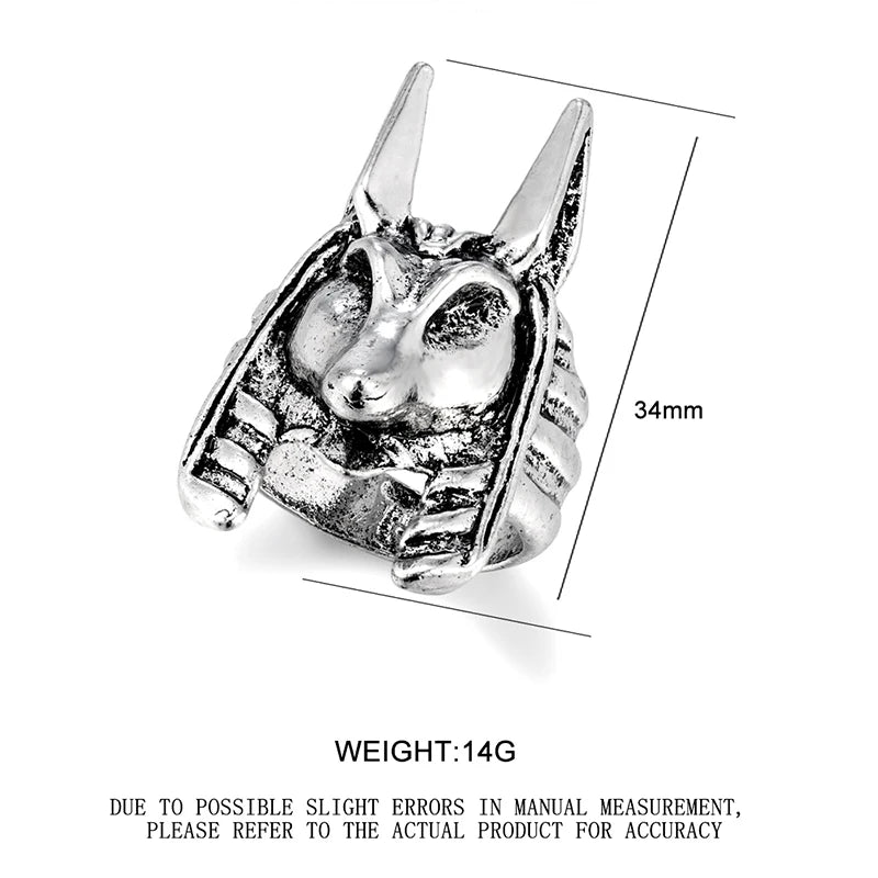 classic Anubis Alloy Ring, Men's Gothic Hip Hop Jewelry, Retro Steel Warrior Band (Steel Color) For Male Boy
