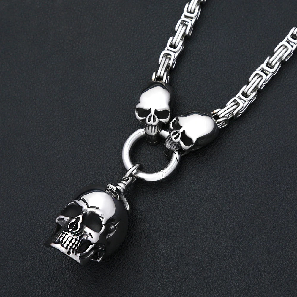 Gothic Skull Steel Pendant Punk Dimensional