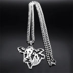 Cow Head Hollow Pendant — Silver Stainless