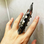 Armour Knuckle Full Finger Double loop Activity Ring For Men Punk Gothic Open Ring Jewelry Anime Cosplay Halloween Accessories