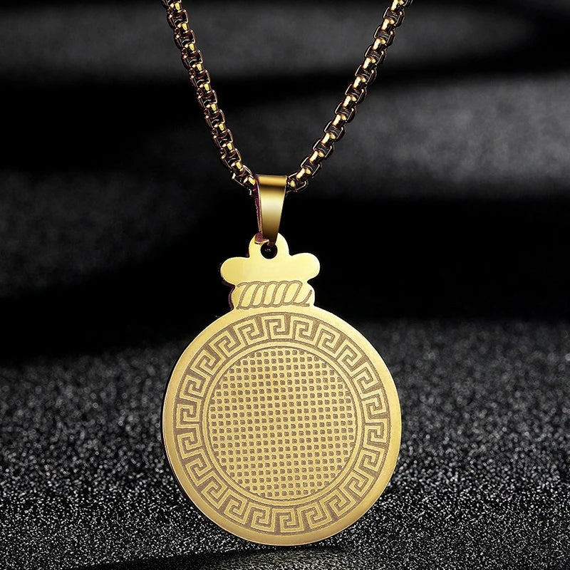 QIMING Dainty Saint George Pendant Necklace For Men Stainless Steel Warrior St. George's Dragon Medallion Mythology