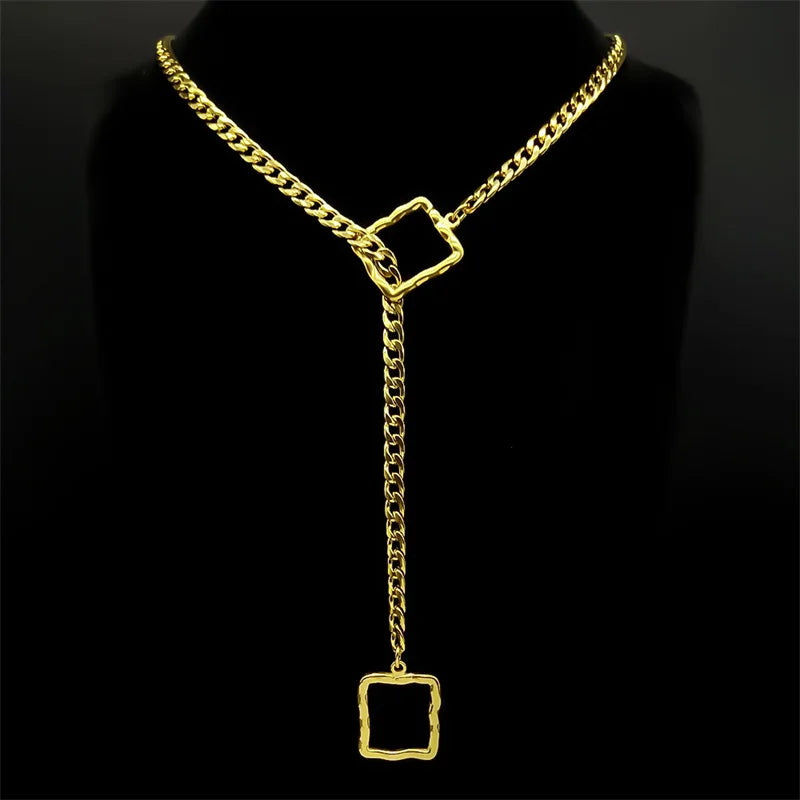 Heart O-Ring Chain Necklace — Stainless Steel