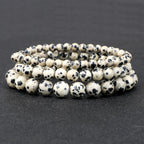 Fashion 4/6/8mm Stone Beads Prayer Bracelets For Women Men Spotted Stone Dalmatian Bead Bangle Yoga Healing Friend