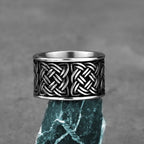 Viking Double Wolf Rune Ring, Black — Stainless Steel