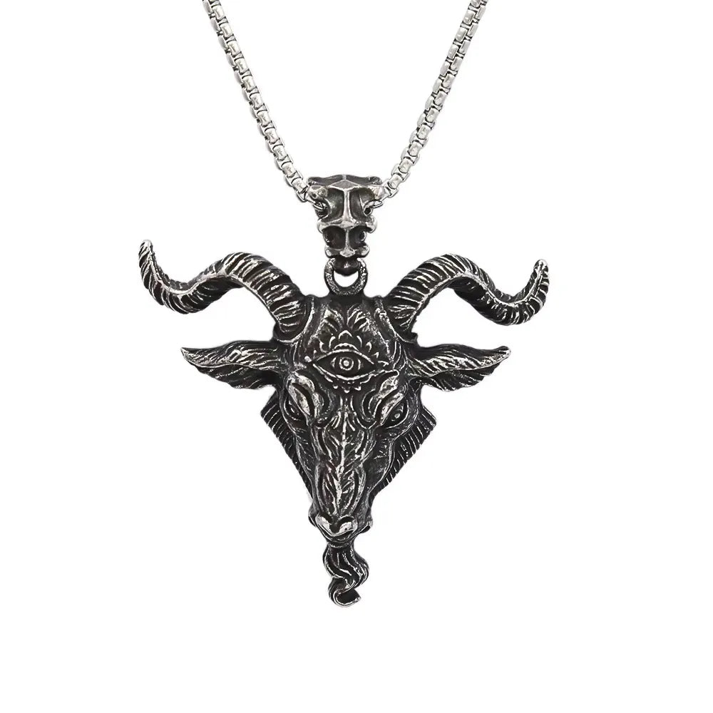 Baphomet Goat Head Pendant Necklace — Stainless Steel