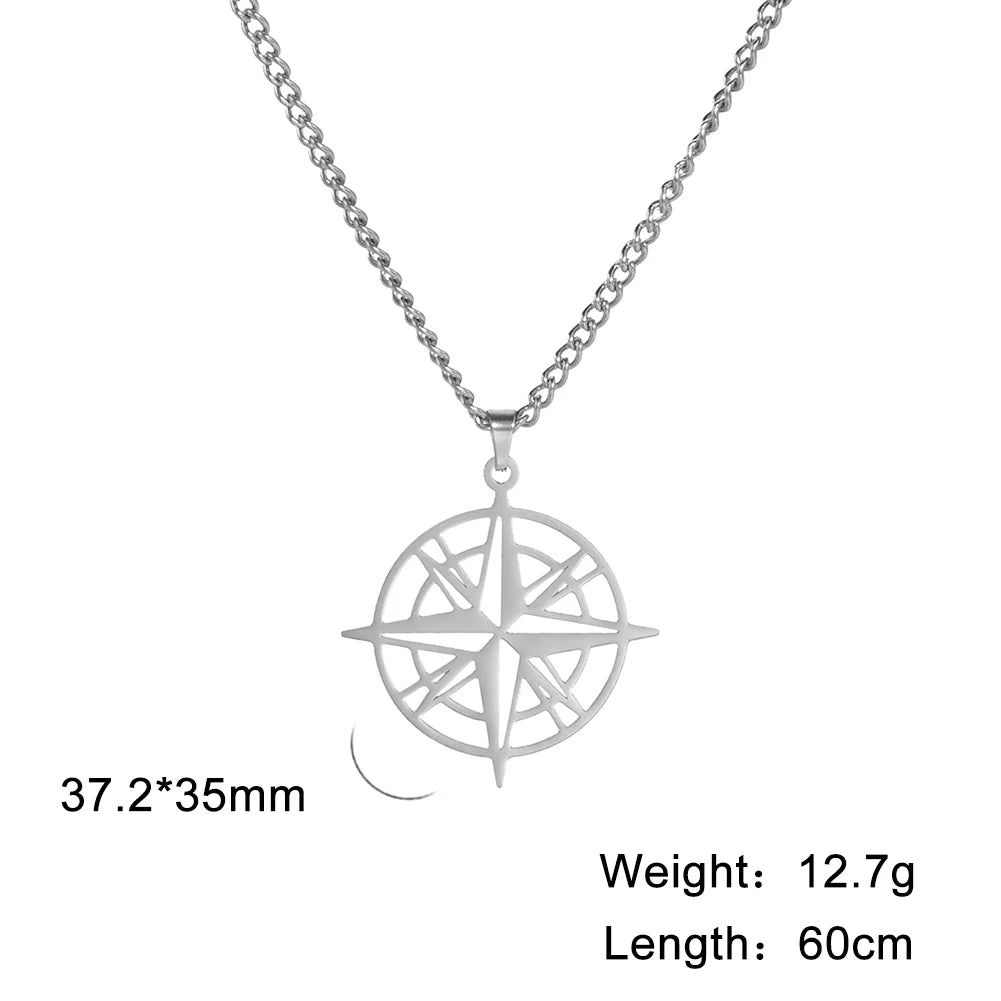 Compass Pendant Necklace — Multiple Metal Finishes