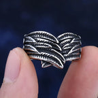 Double Wing Feather Ring — 316L Stainless Steel