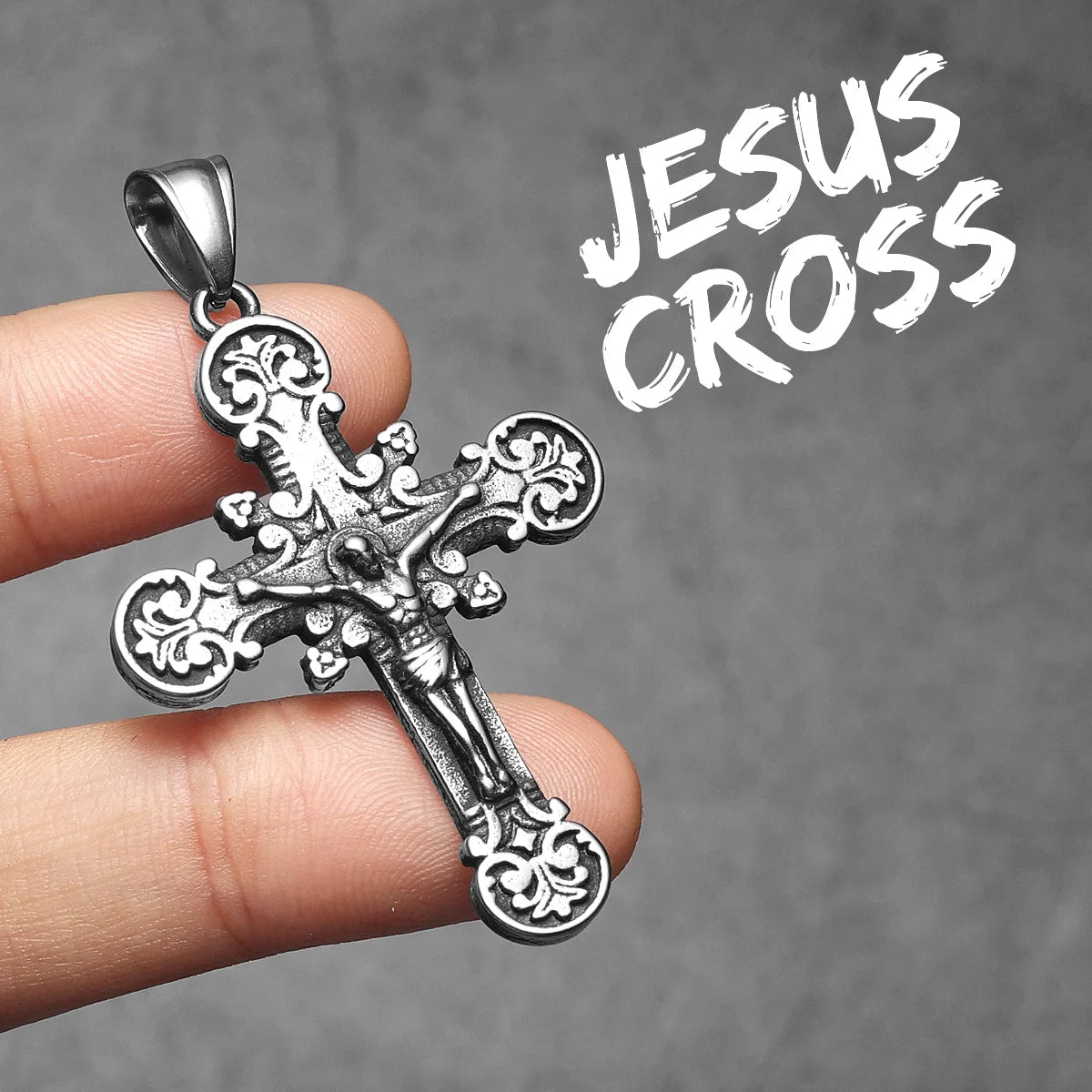 Jesus Cross Pendant Necklace — Stainless Steel