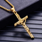 Stainless Steel Titanium Cross Jesus Christ Human Pendant Hip Hop Collar Chain Necklace for Women Men Gift Fashion Jewel