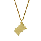 Gold US Flag Pendant Necklace Stainless Steel