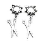 Gothic Scissors Rivet Hoop Dangle Earrings — Stainless Steel