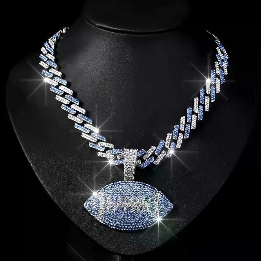 Football Pendant Necklace with 18-Inch Miami Chain — Sports Fan