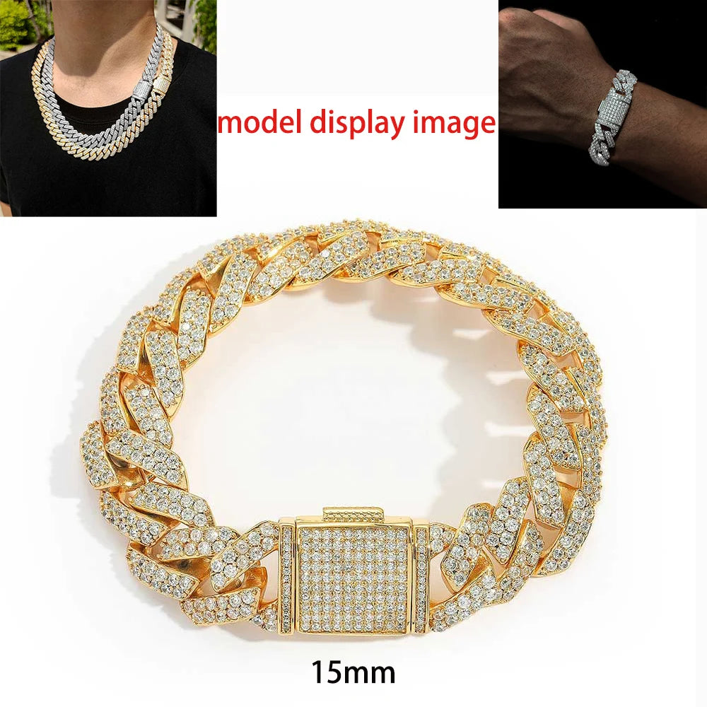 Iced Out Cuban Chain Necklace Stainless Steel 8-25MM