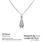 Teamer Inverted Sleeping Bat Pendant Necklace Stainless Steel Fashion For Women Men Gothic Vintage Jewelry Halloween