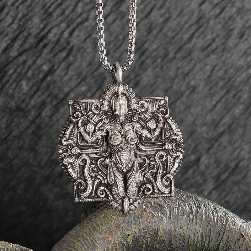 Sun Hugging Moon Round Pendant — Stainless Steel