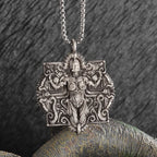 Sun Hugging Moon Round Pendant — Stainless Steel