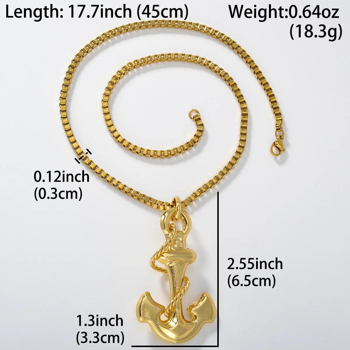 Luxury Men's Women's Pirate Ship Anchor Pendant Necklace