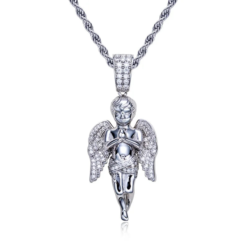 Iced Out Angel Pendant — 925 Silver
