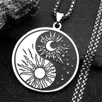 Stainless Steel Yin Yang Tai Chi Gossip Sun Moon Necklaces Chain for Women/Men Silver Color Necklaces Jewelry Chaine Collier