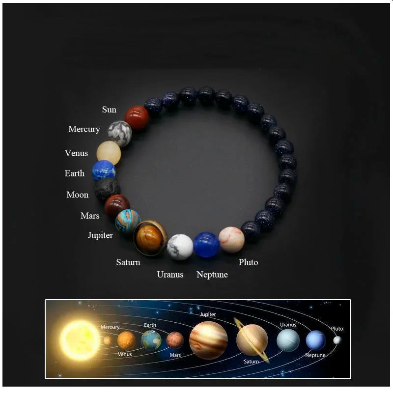 Creative Universe Solar System Bead Bracelet For Men Women Yoga Round Stone Crystal Couple Wristband Friendship Gift Jewelry