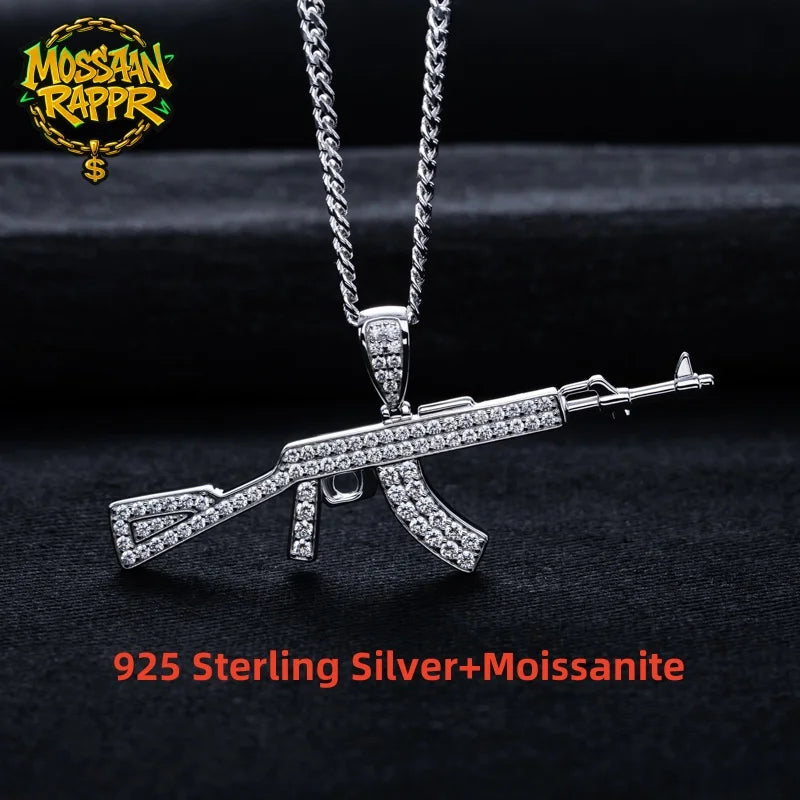 Iced Out AK Pendant — 925 Silver