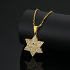 Hamsa Evil Eye Star of David Pendant Necklace — Gold-Tone Steel