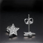 Iced Out Star Stud Earrings Stainless Steel CZ