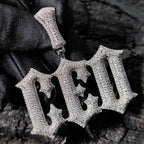 Gold Iced Out Letter Pendant 18K Old English