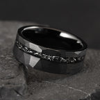 8MM Black Tungsten Men’s Wedding Bands Classic Hammered Meteorite Ring Fashion Simple Couple Promise Engagement Rings