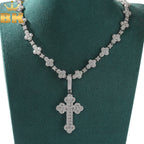 THE BLING KING Iced Out Cross Star Link Chain Baguettecz Cubic Zirconia Cross Pendant Necklace Charm Fashion Hiphop Jewelry