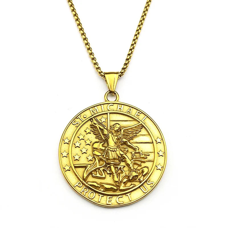 Archangel Michael Stainless Steel Pendant Necklace