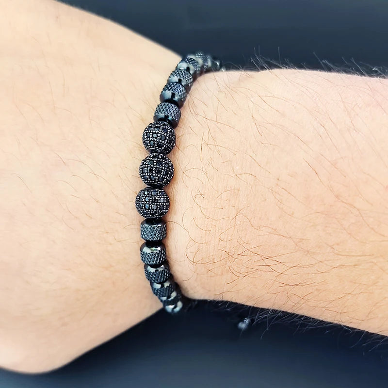 Iced Out Royal CZ Ball Bracelet — Stainless Steel