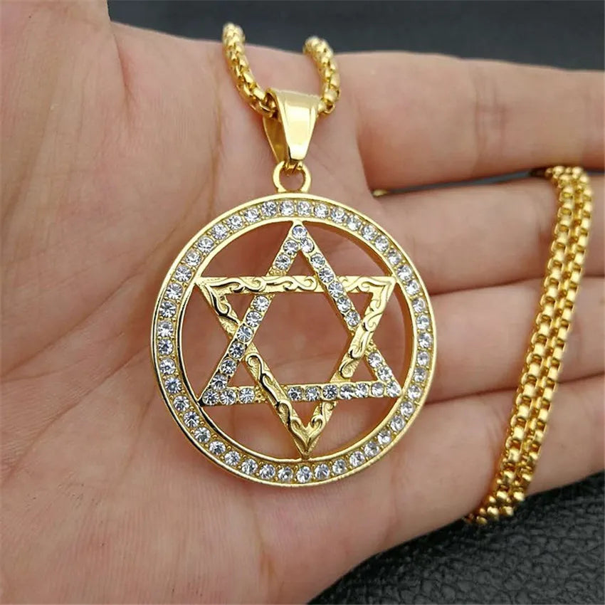 Iced Out Star of David Pendant Necklace — Gold