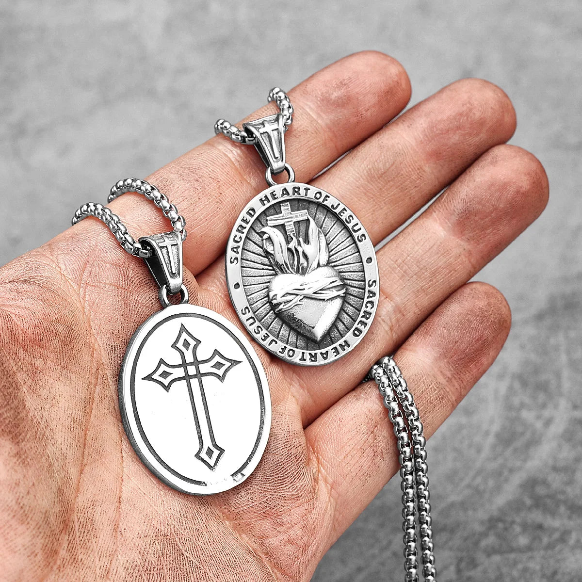 Sacred Heart Stainless Steel Pendant Necklace