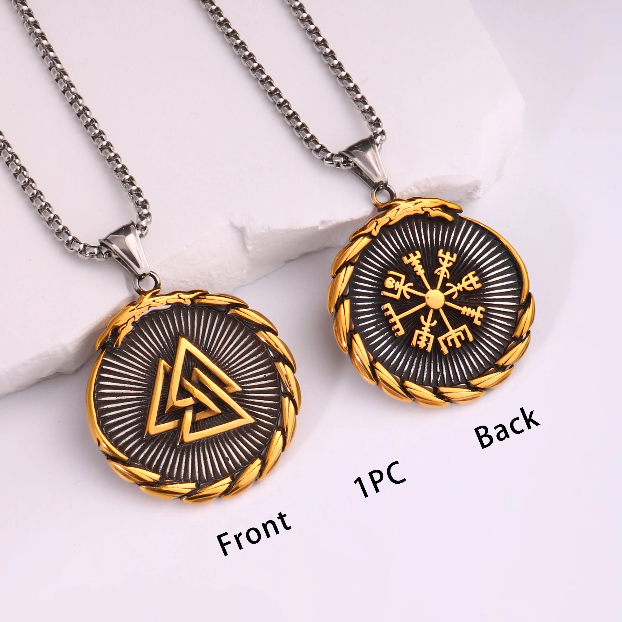 Viking Dragon Stainless Steel Pendant Necklace