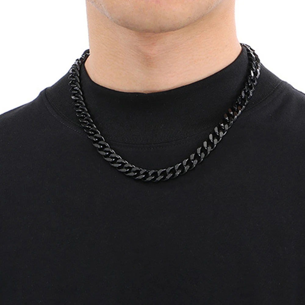 Punk Curb Cuban Link Chain Men Women Stainless Steel Long Necklace Fashion Tide Hip Hop Sweater Accessories Party Jewelry Gifts