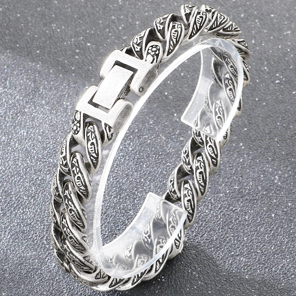 Vintage 13MM Wide Cuban Link Chain Bracelet for Man Solid 316l Stainless Steel Men's Bracelets Wrist Hand Jewelry Gifts