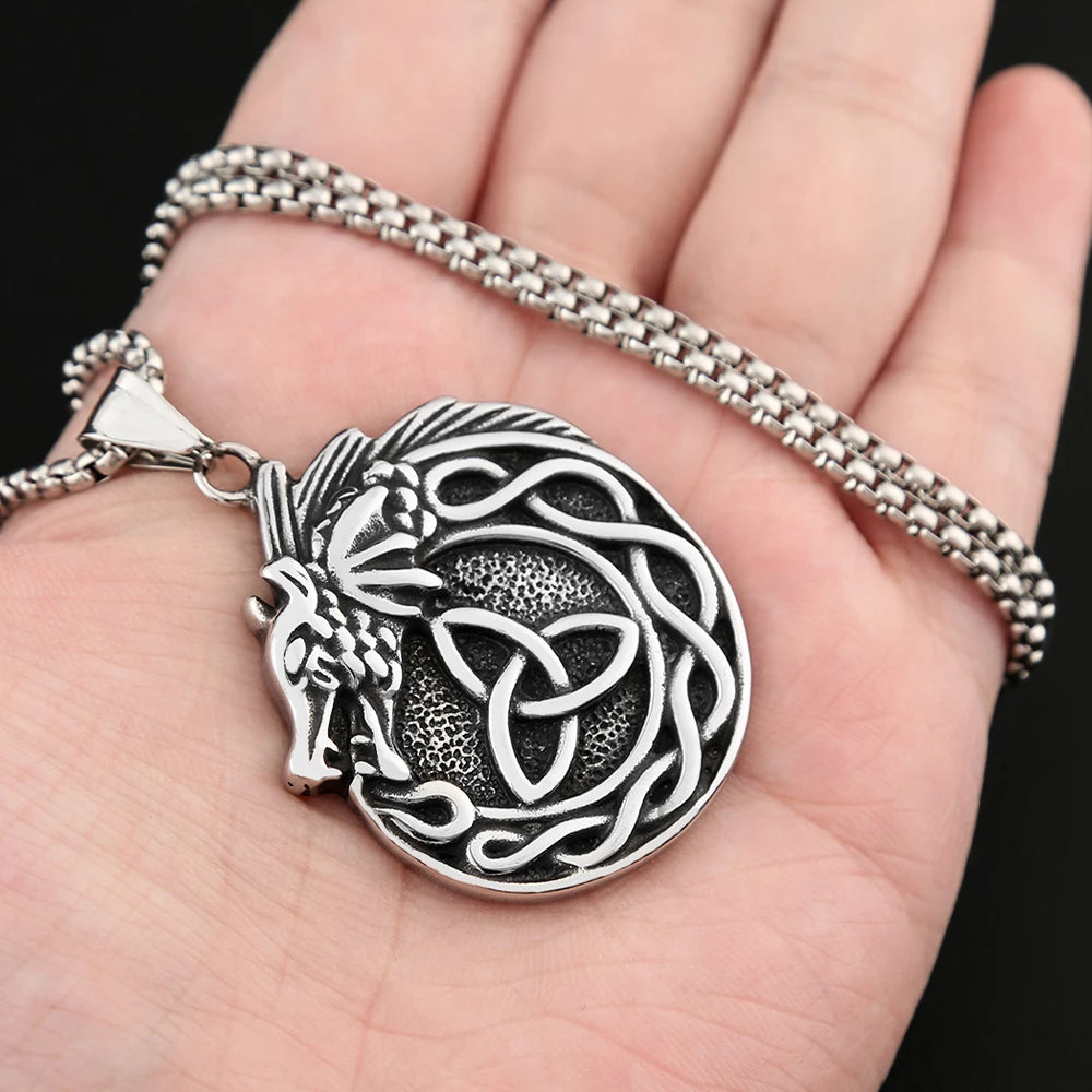 Dragon Celtic Knot Pendant — Stainless Steel