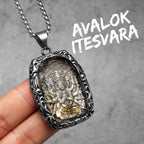 Buddha Glass Pendant Necklace — Stainless Steel