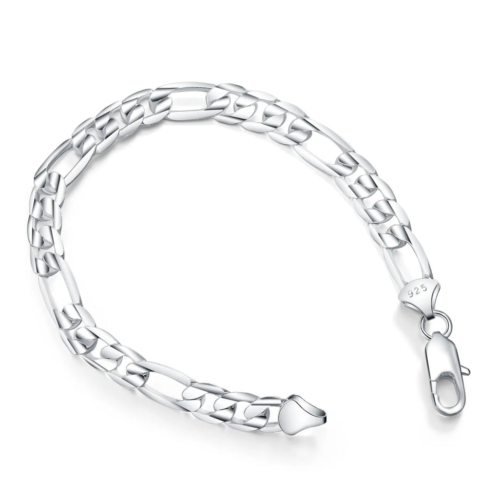 New 8 Inches 925 sterling silver Punk Figaro Chain Bracelet for Men Women Hip Hop Bracelet Party Fashion Jewelry Gifts wholesale