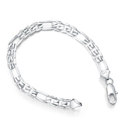 Silver-Tone Figaro Chain Bracelet 8"