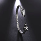 My Shape Viking Animal Cuff Bangles for Men Punk Wolf Lion Leopard Skeleton Stainless Steel Bracelet Nordic Vintage