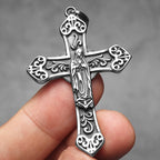 Cross Virgin Mary Pendant Necklace Stainless Steel