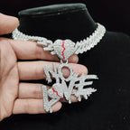 Men Women Hip Hop No Love Heart Pendant Necklace with 14mm Cuban Chain HipHop Iced Out Bling Hiphop Necklaces Fashion