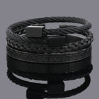 3pcs Luxury Stainless Steel Man Bracelet Set Roman Number Bangles Women Jewelry Couple Gift