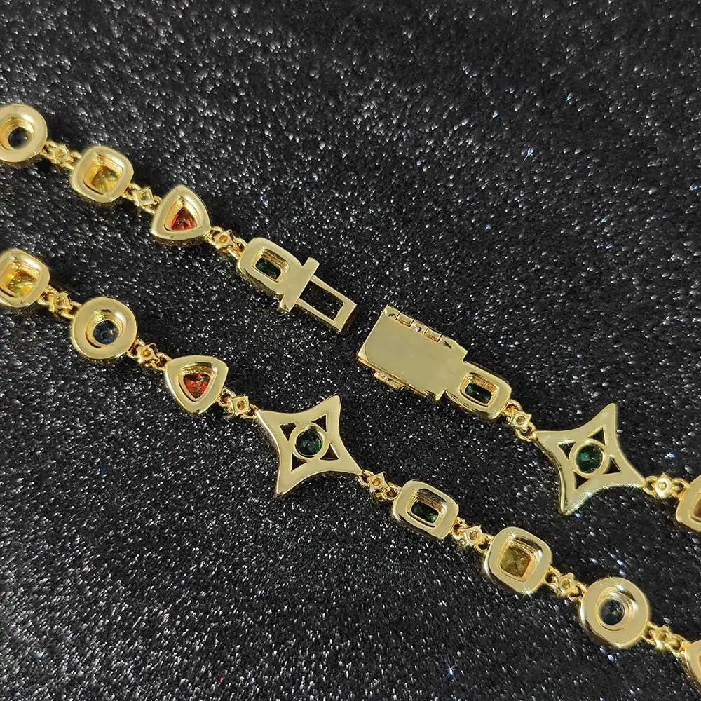Iced Out CZ Colorful Bracelet Gold 18K