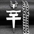 Silver Pendant Statement Necklace — Stainless Steel