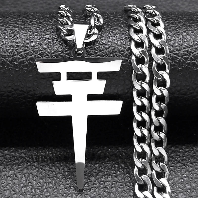 Silver Pendant Statement Necklace — Stainless Steel
