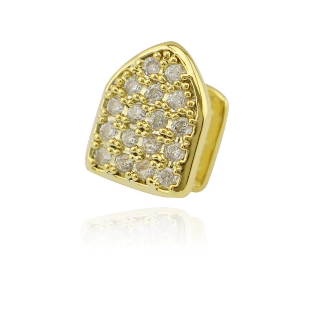 Iced Out Single Tooth Grillz Cap — Silver Gold Two-Tone